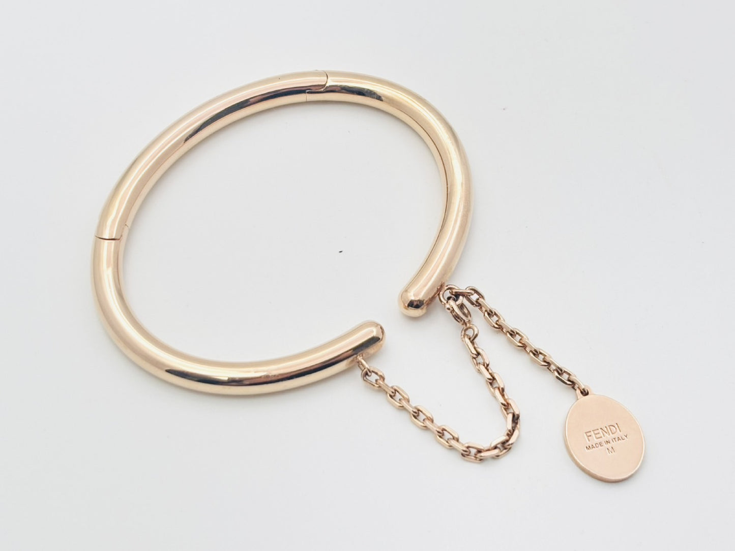 FENDI Logo Charm Bangle Medium Rose Gold Bracelet/Bangle
