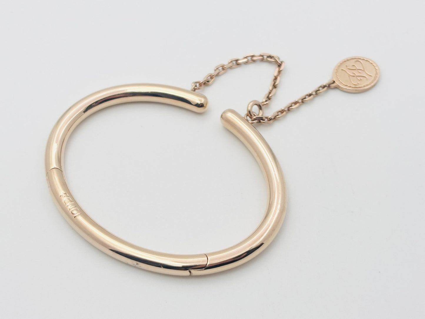 FENDI Logo Charm Bangle Medium Rose Gold Bracelet/Bangle