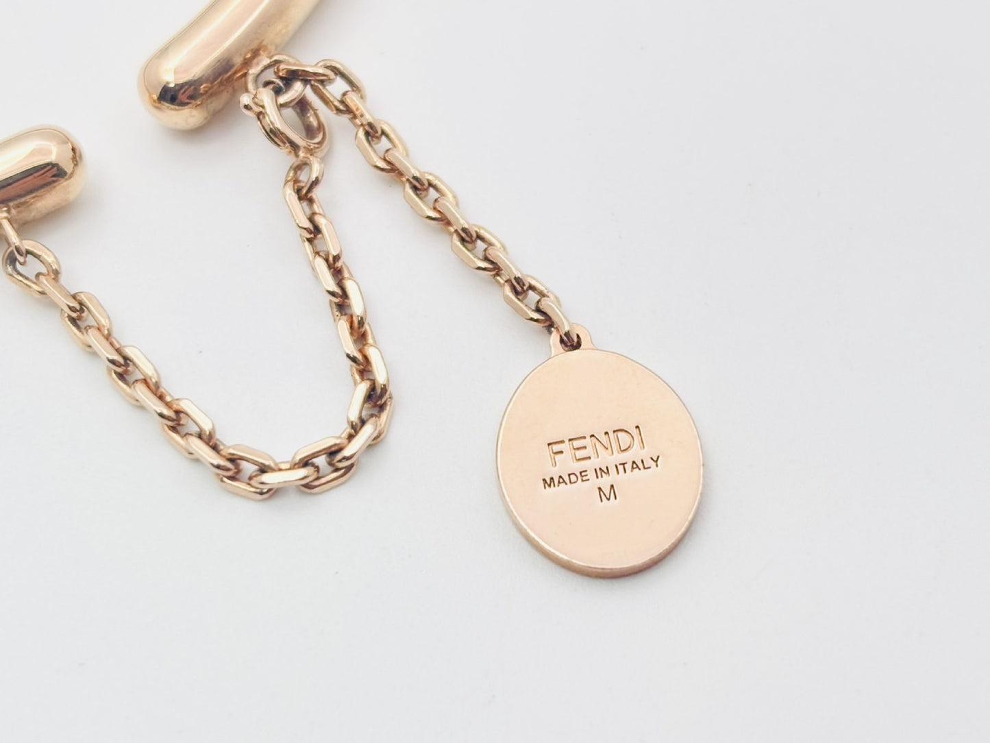 FENDI Logo Charm Bangle Medium Rose Gold Bracelet/Bangle