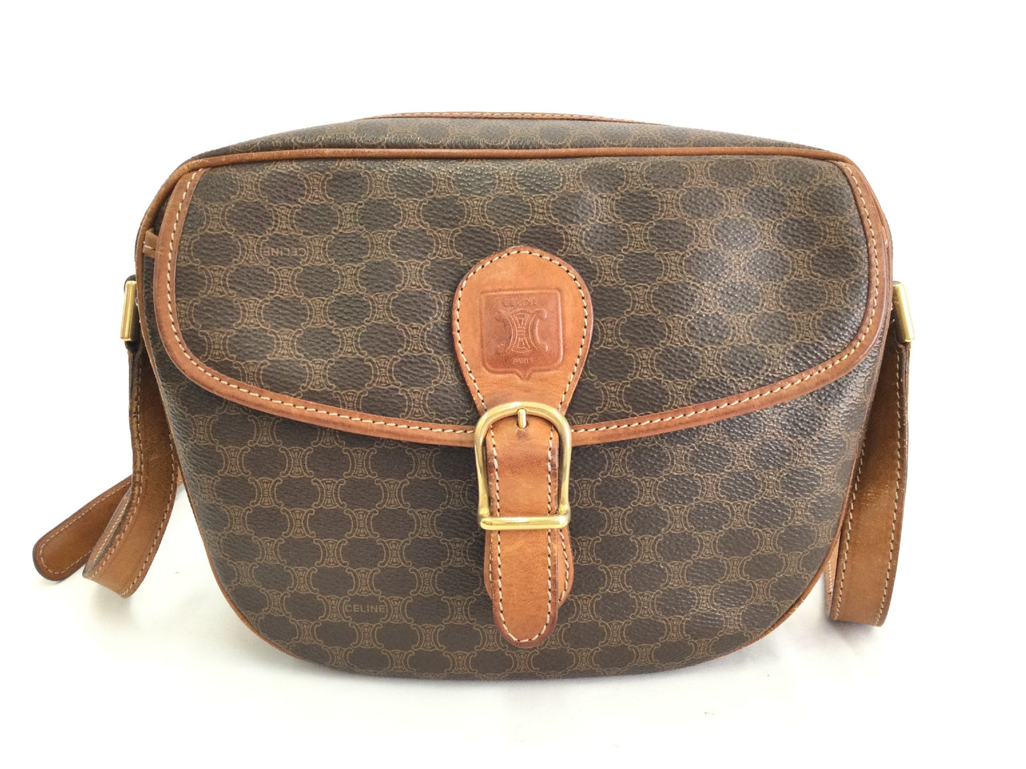 CELINE Macadam Leather Shoulder Bag