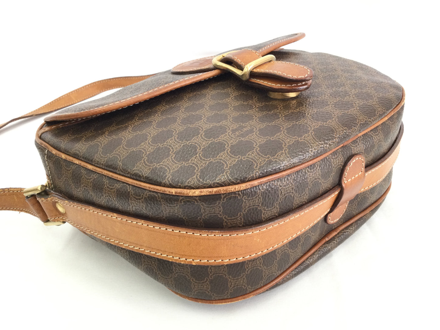 CELINE Macadam Leather Shoulder Bag