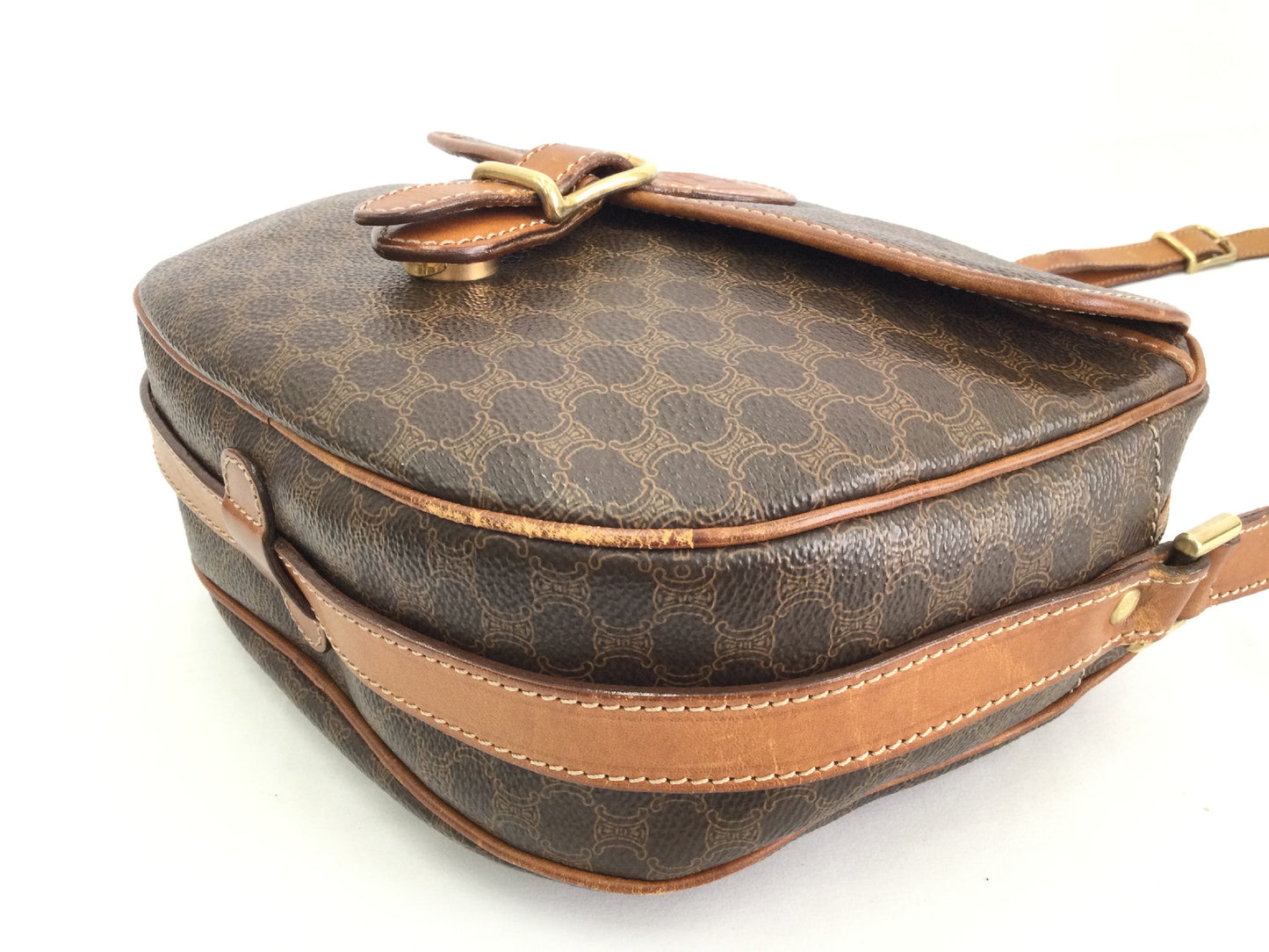 CELINE Macadam Leather Shoulder Bag