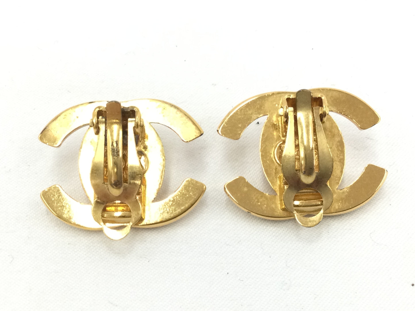 CHANEL Coco Mark Turn Lock Earrings with Rice
