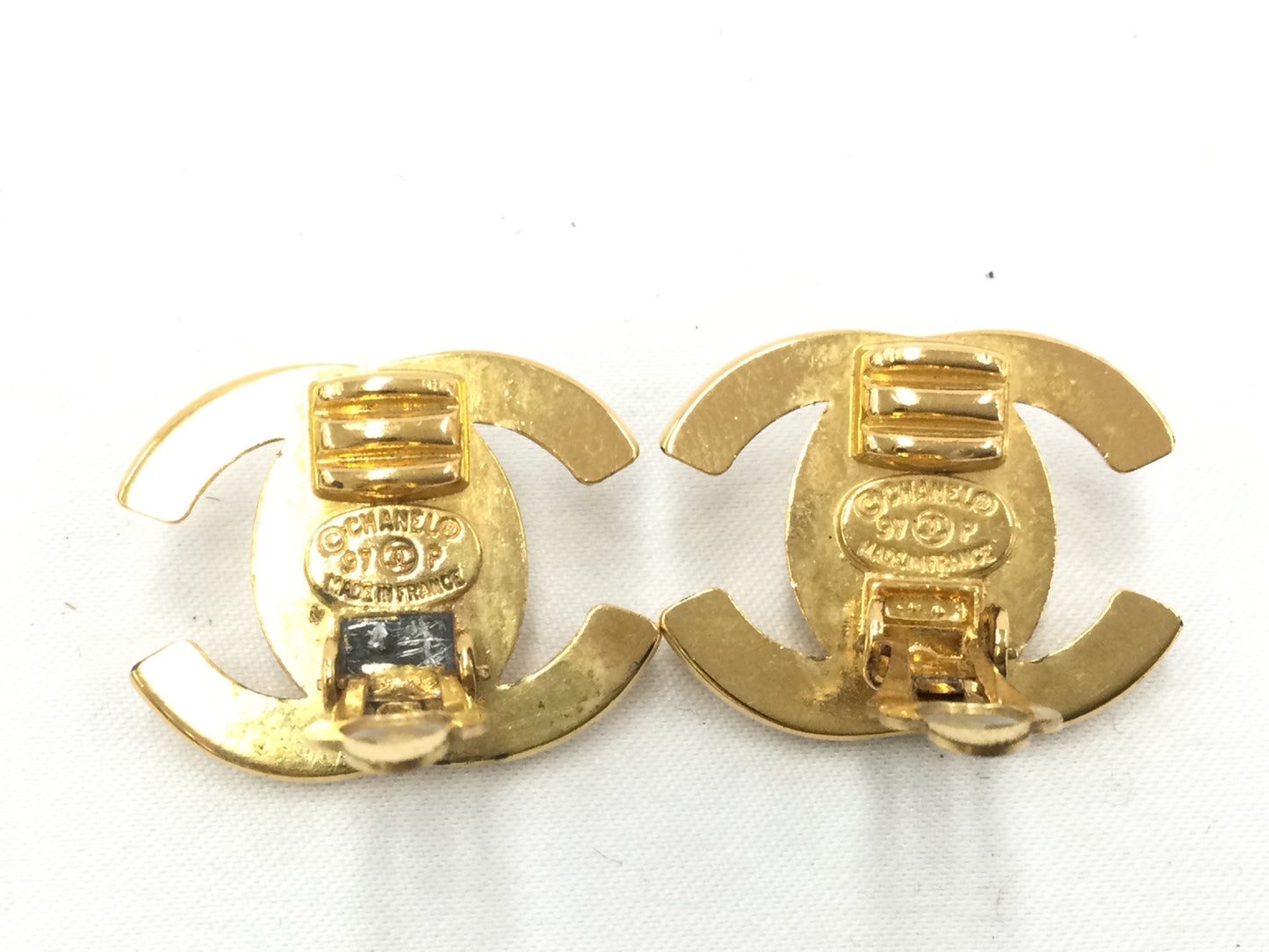 CHANEL Coco Mark Turn Lock Earrings with Rice