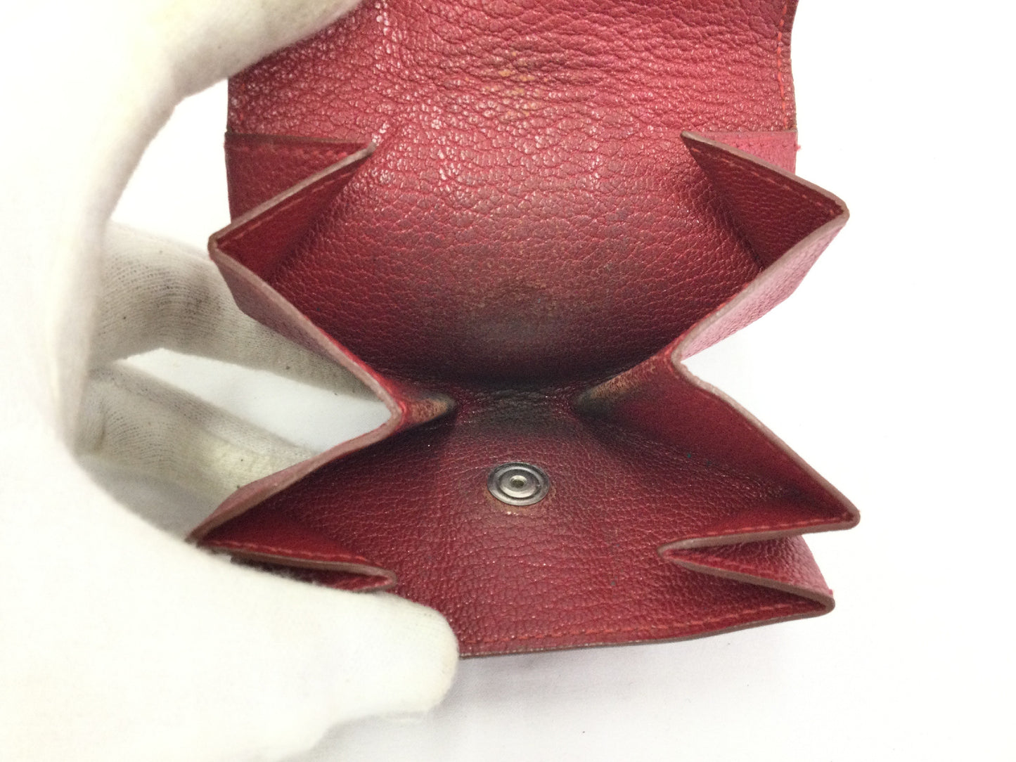 HERMES Levain Quatre Coin Case Leather Red Coin Case