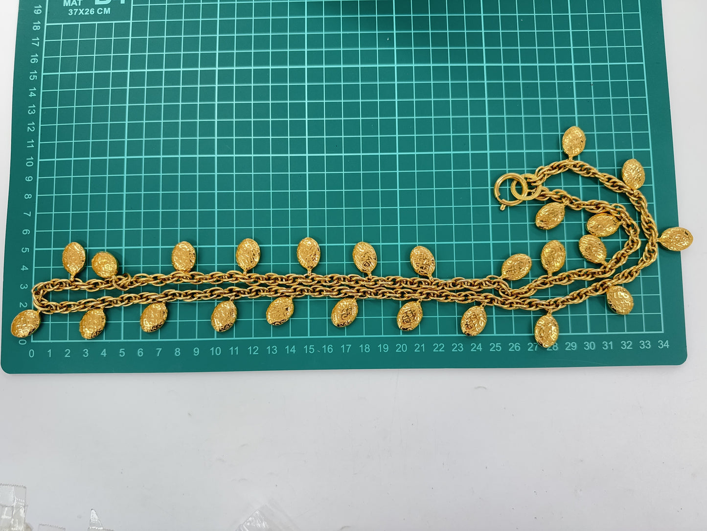 CHANEL Logo Medal Gold Necklace, Engraved, Total Length: Approximately 89cm, Box Included