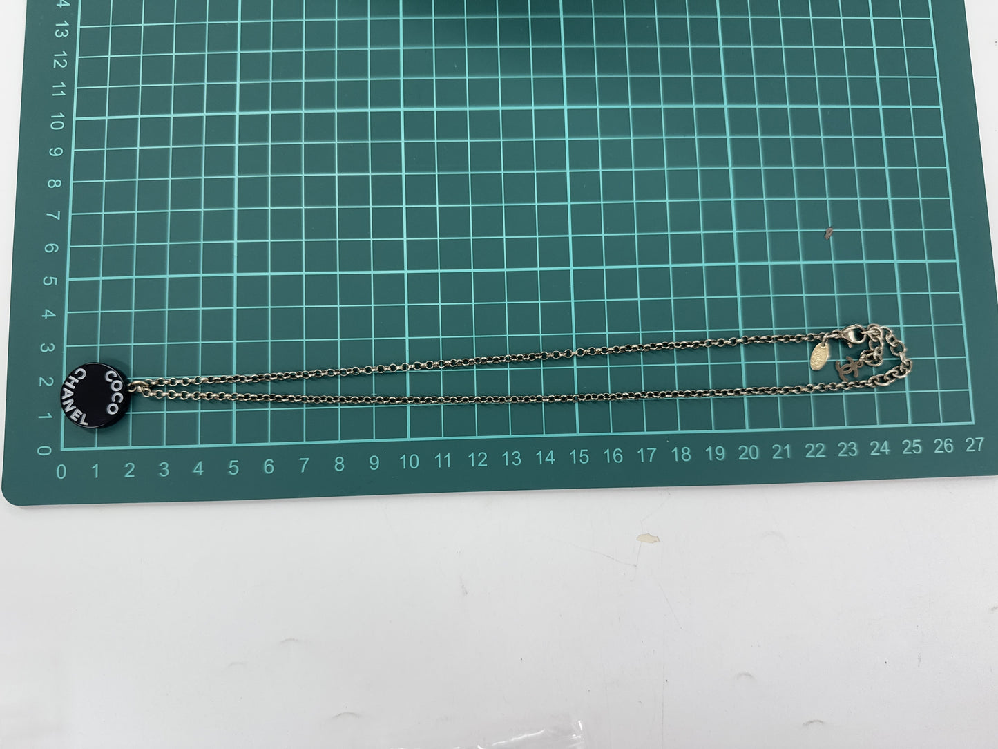 CHANEL COCO Logo Pla Silver Necklace 07P with Comments and Box