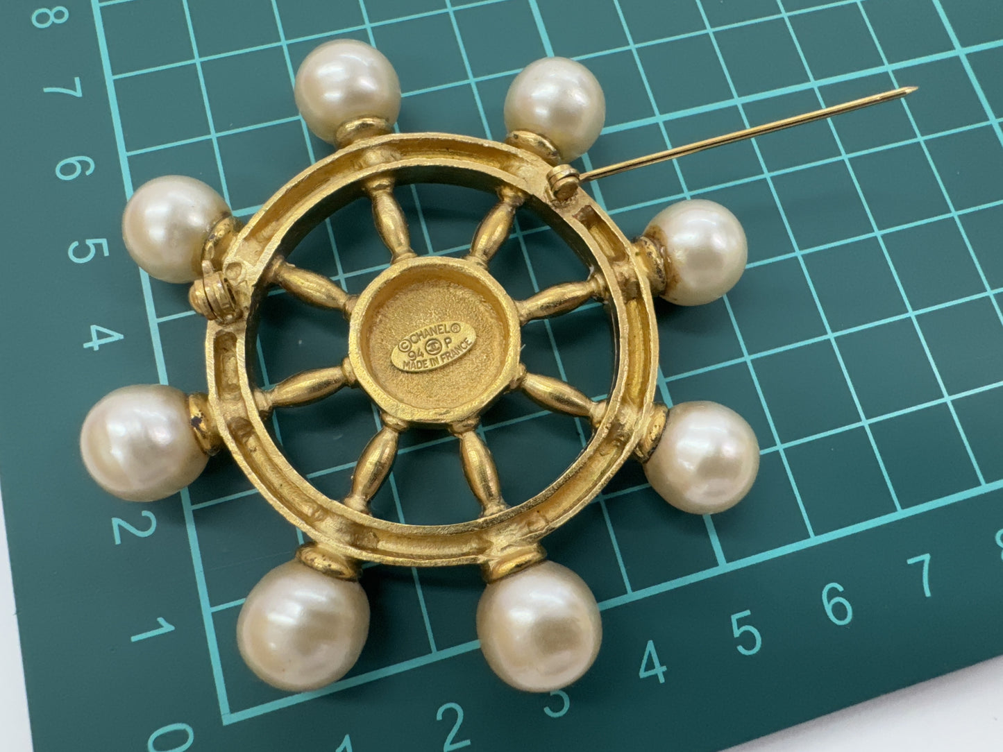 CHANEL Coco Mark Rudder Pearl Brooch 94P Large Brooch