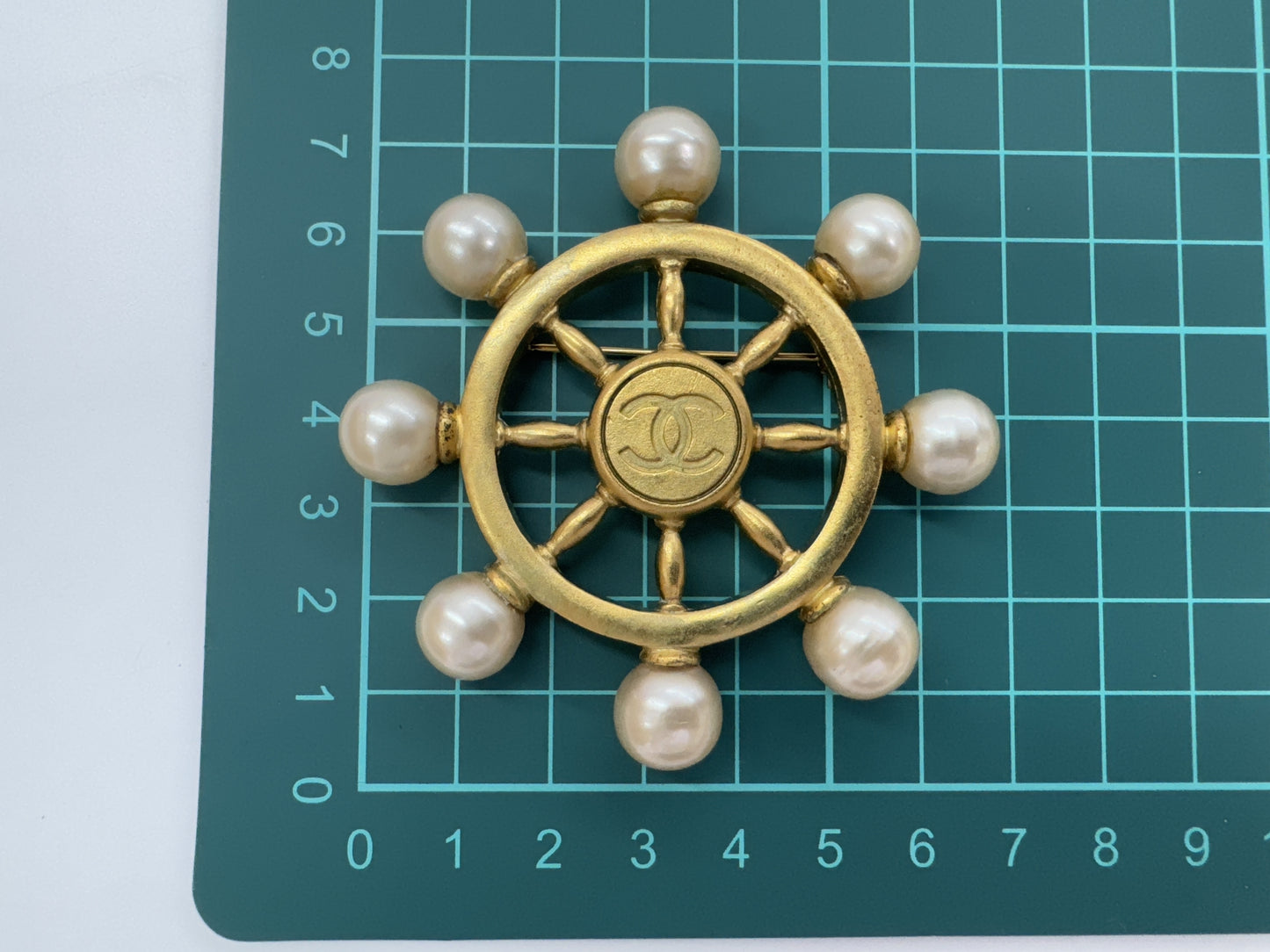 CHANEL Coco Mark Rudder Pearl Brooch 94P Large Brooch