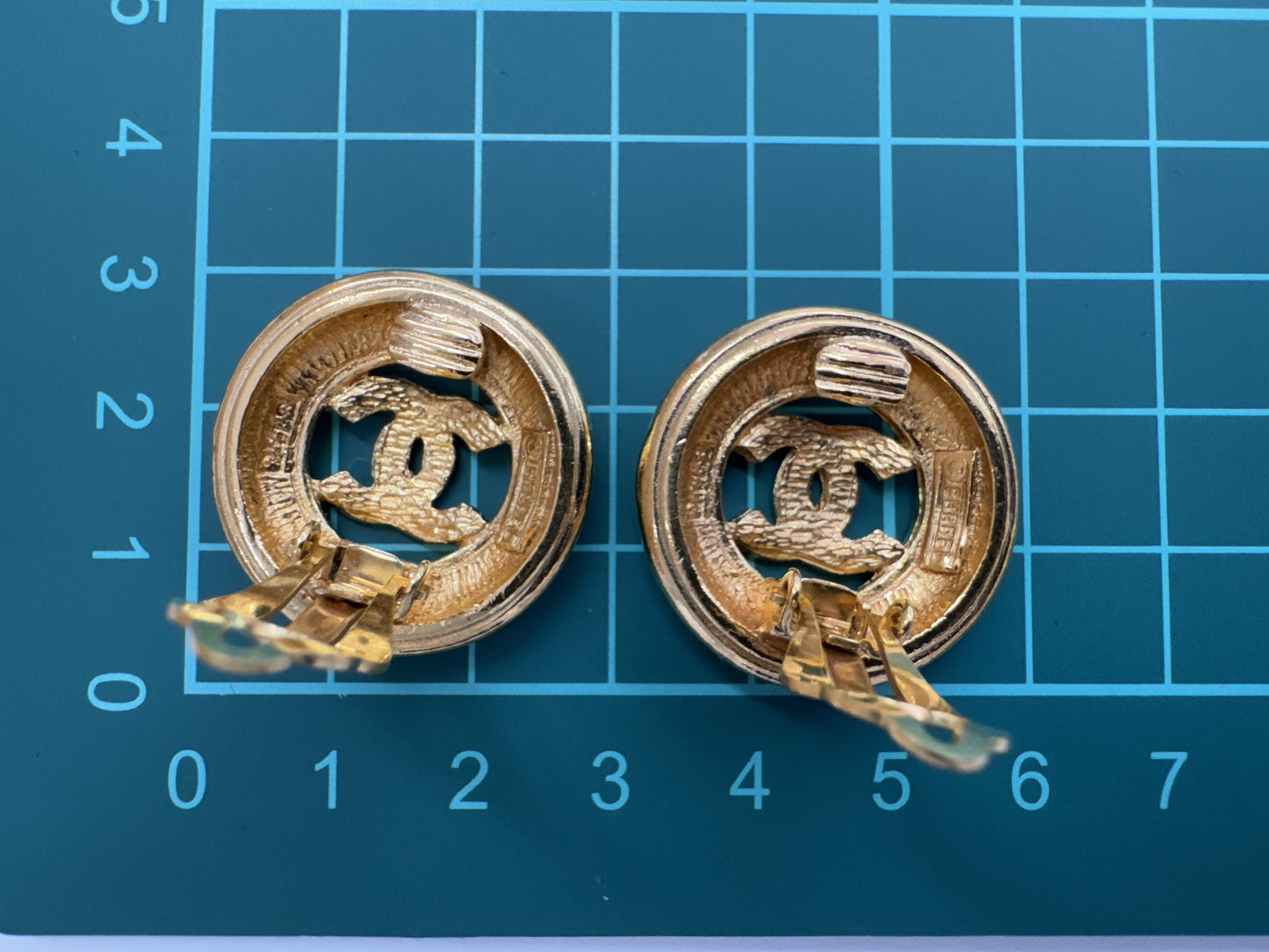 CHANEL Coco Mark Gold Earrings with Engraving