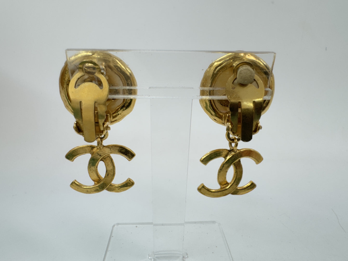 CHANEL Coco Pearl Gold Earrings with Rice 95P