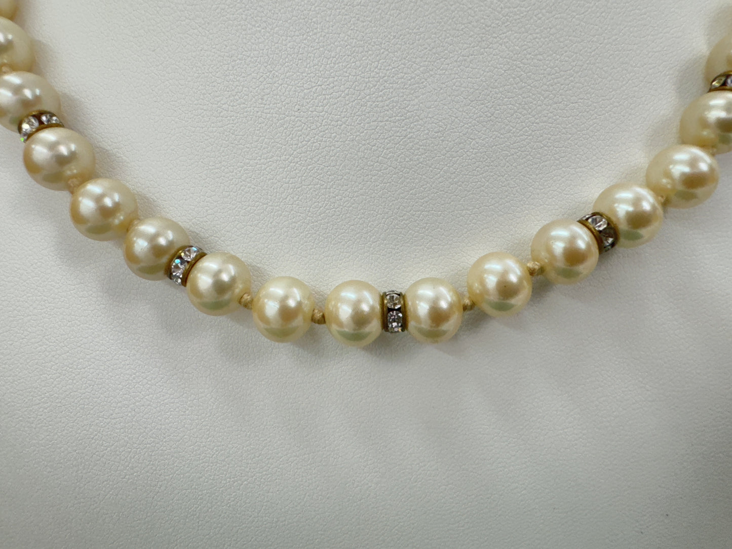 CELINE Pearl and Rhinestone Necklace