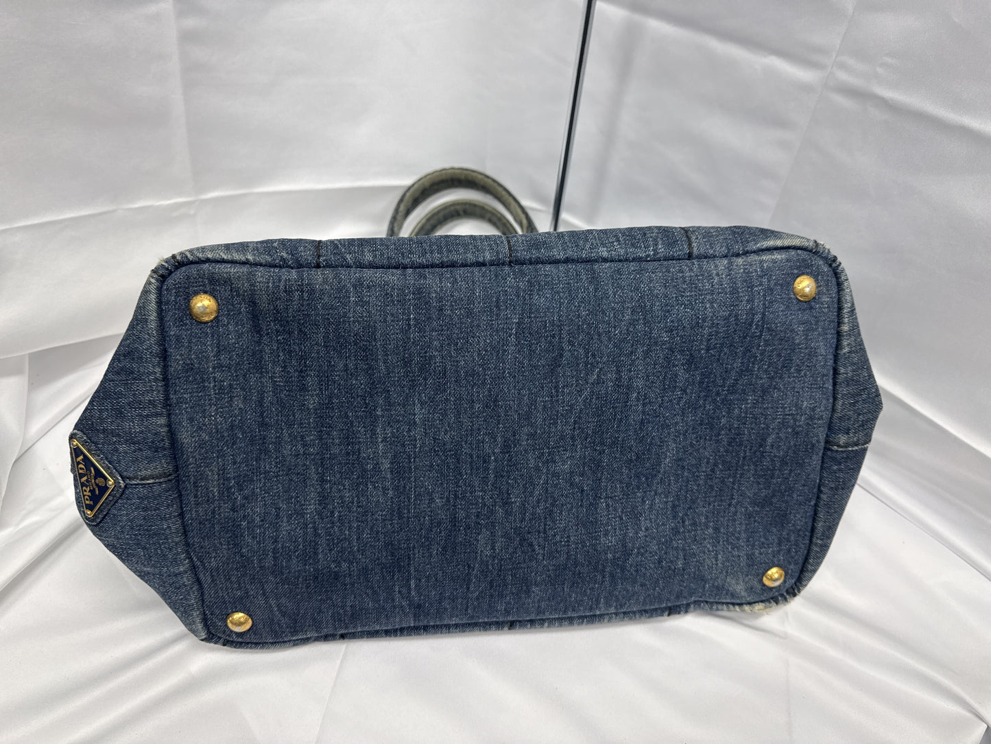 PRADA Prada Canapa Denim Handbag Tote Bag Triangle Plate Handbag