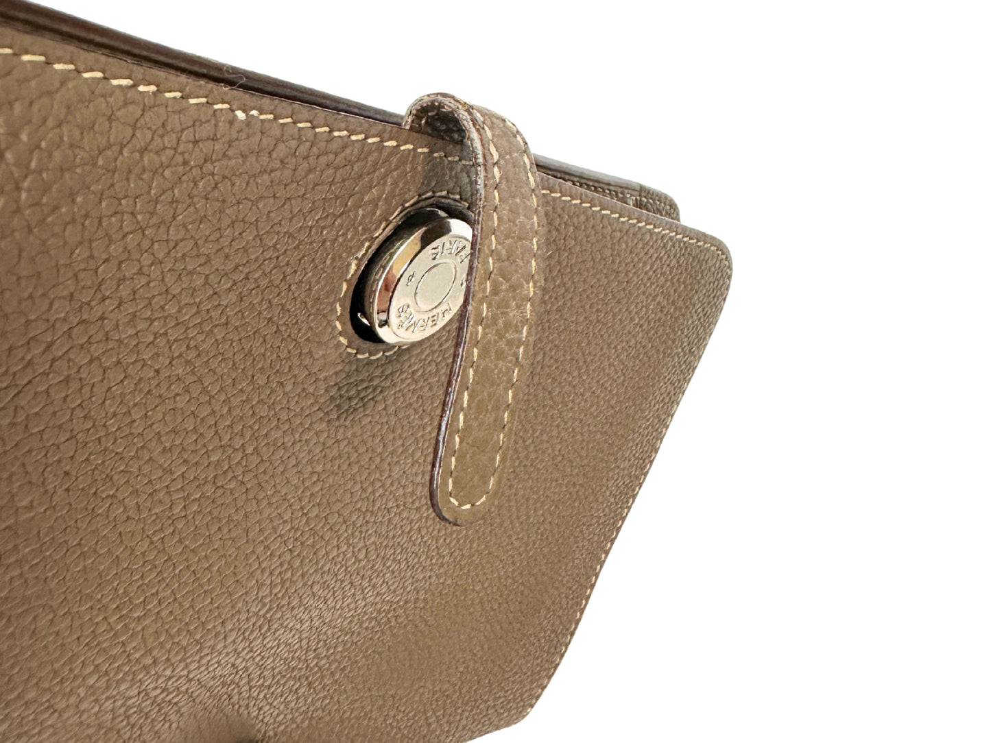 HERMES HERMES Dogon GM Long Wallet Etoupe □K Silver Wallet