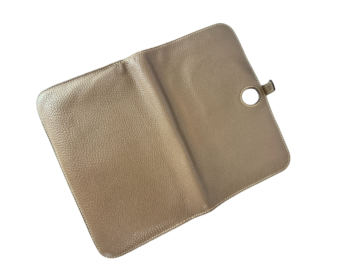HERMES HERMES Dogon GM Long Wallet Etoupe □K Silver Wallet