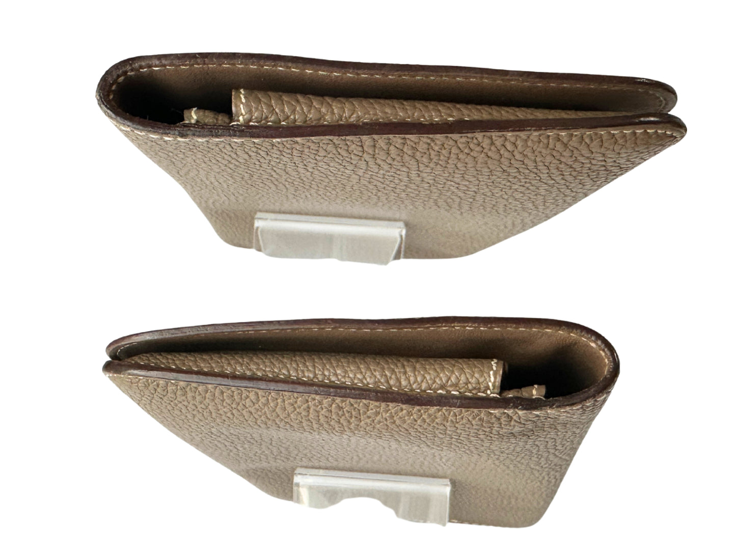 HERMES HERMES Dogon GM Long Wallet Etoupe □K Silver Wallet