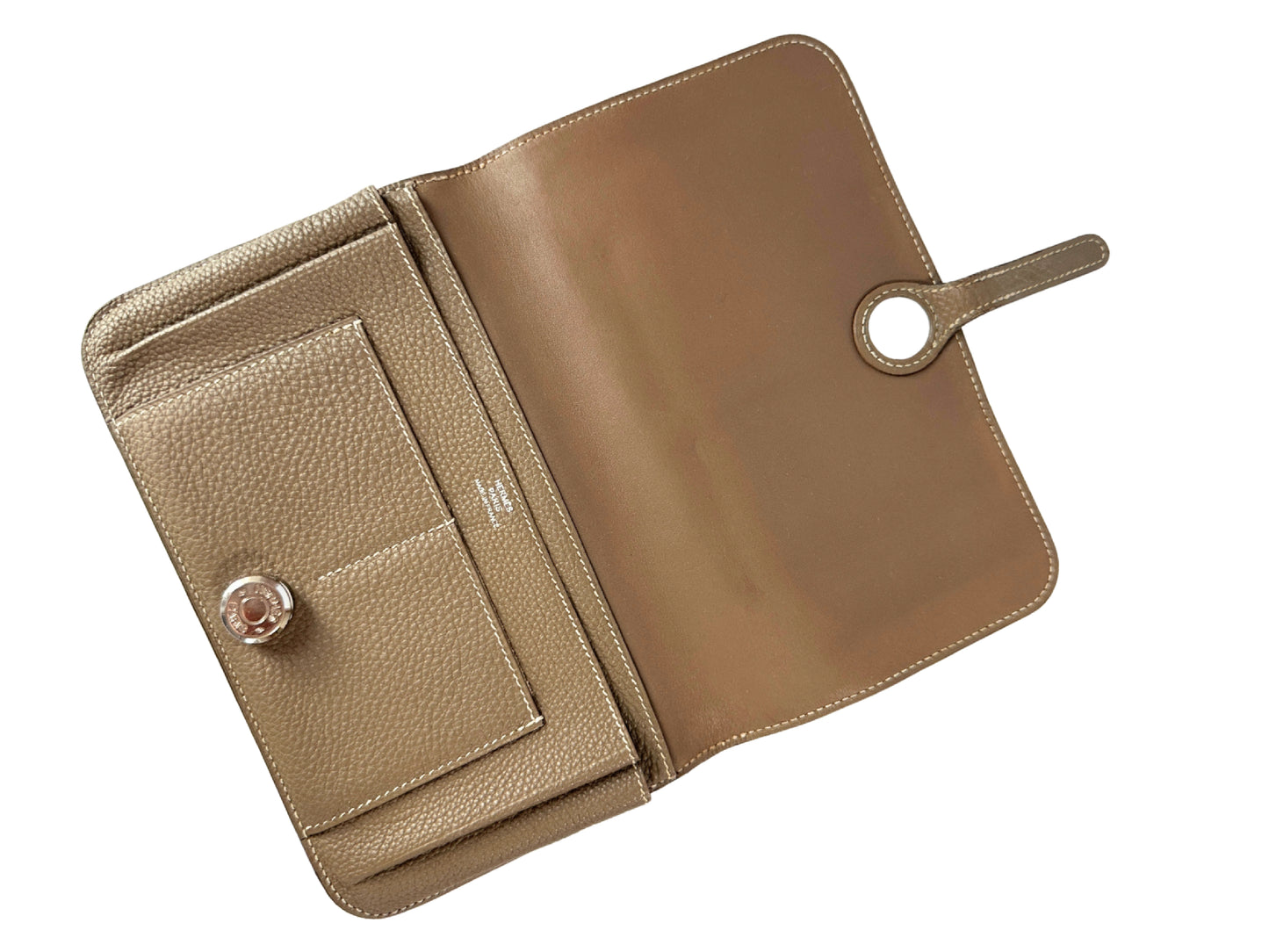 HERMES HERMES Dogon GM Long Wallet Etoupe □K Silver Wallet