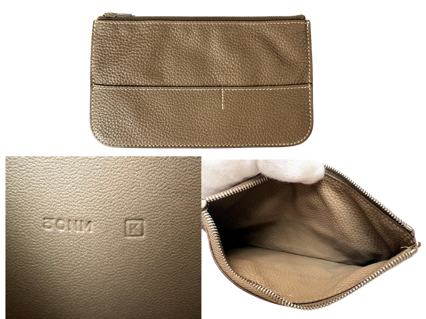 HERMES HERMES Dogon GM Long Wallet Etoupe □K Silver Wallet