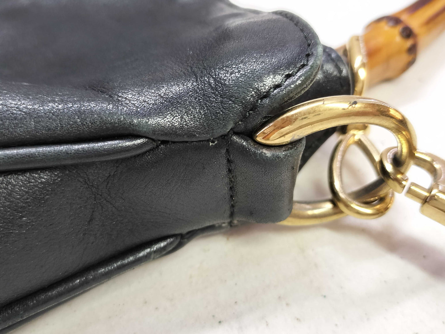GUCCI Bamboo Gucci Leather Bamboo 2-Way Handbag Tote Bag
