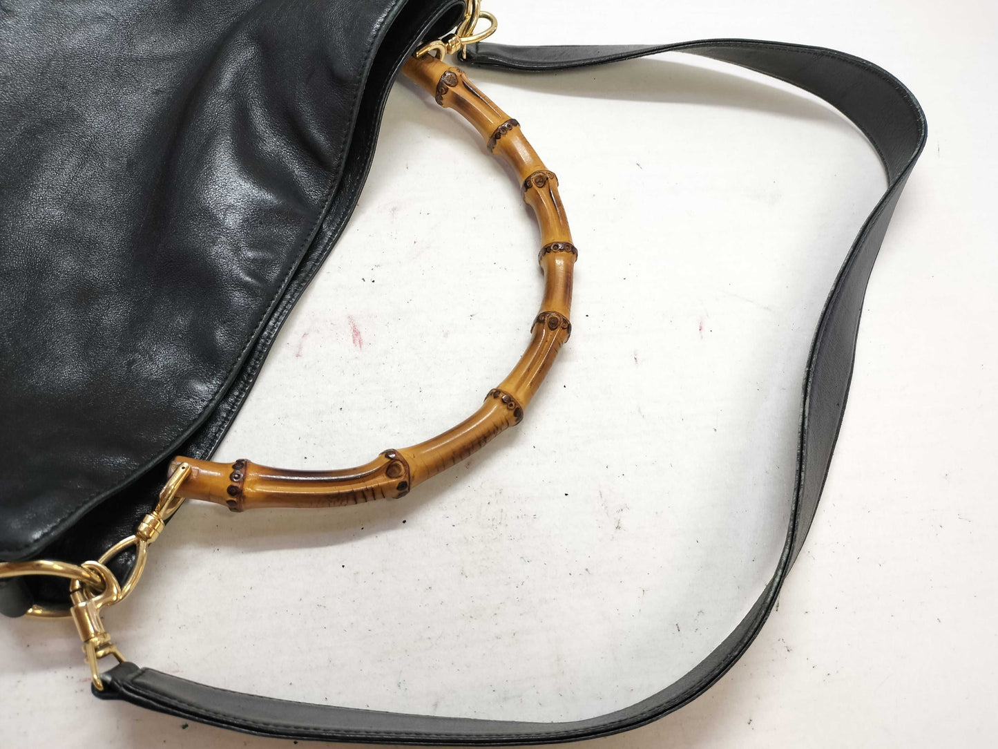 GUCCI Bamboo Gucci Leather Bamboo 2-Way Handbag Tote Bag