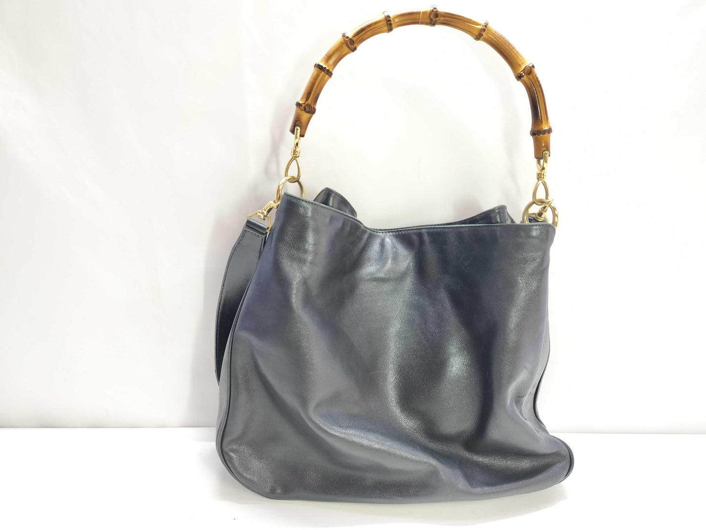 GUCCI Bamboo Gucci Leather Bamboo 2-Way Handbag Tote Bag