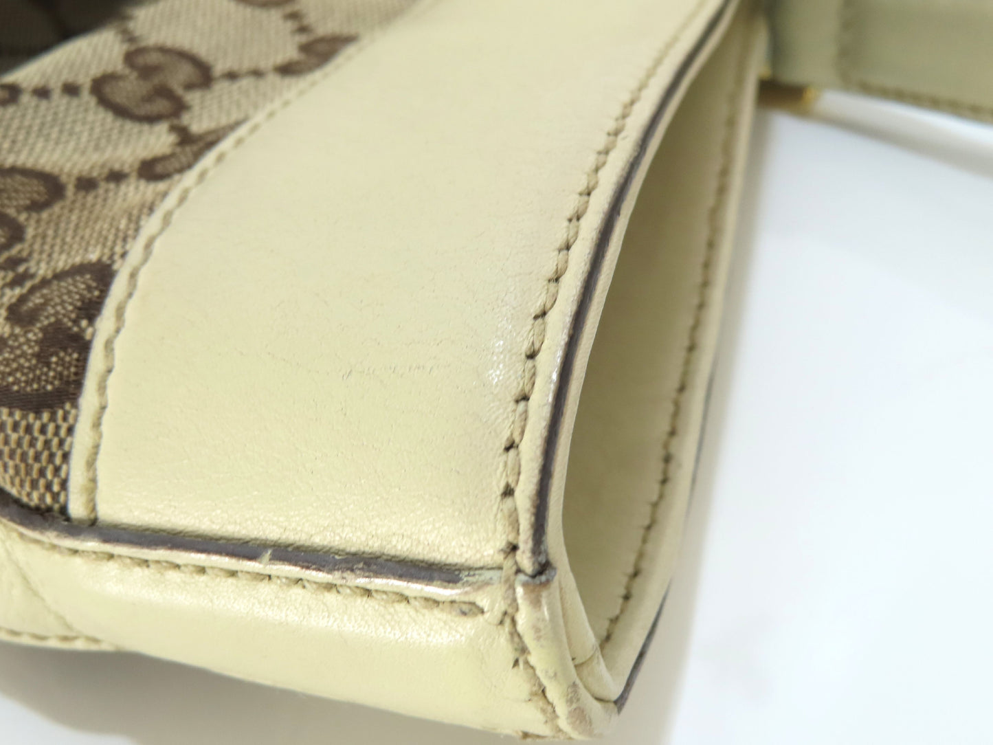 GUCCI GG Canvas Tote Bag, GG Canvas Leather, White and Beige Shoulder Bag