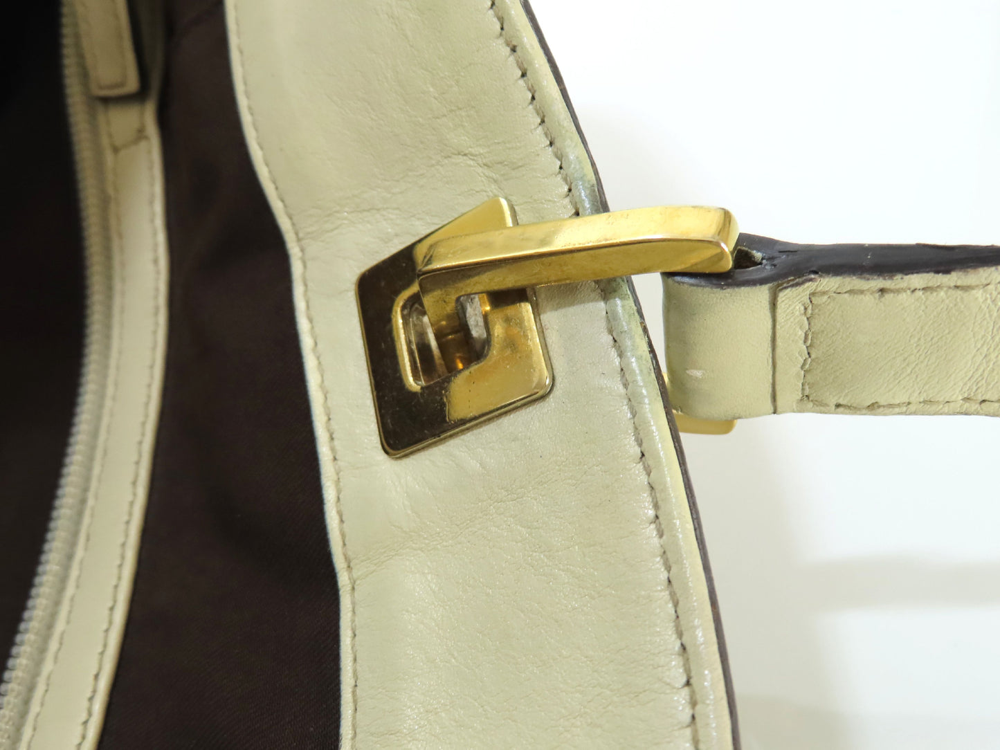 GUCCI GG Canvas Tote Bag, GG Canvas Leather, White and Beige Shoulder Bag
