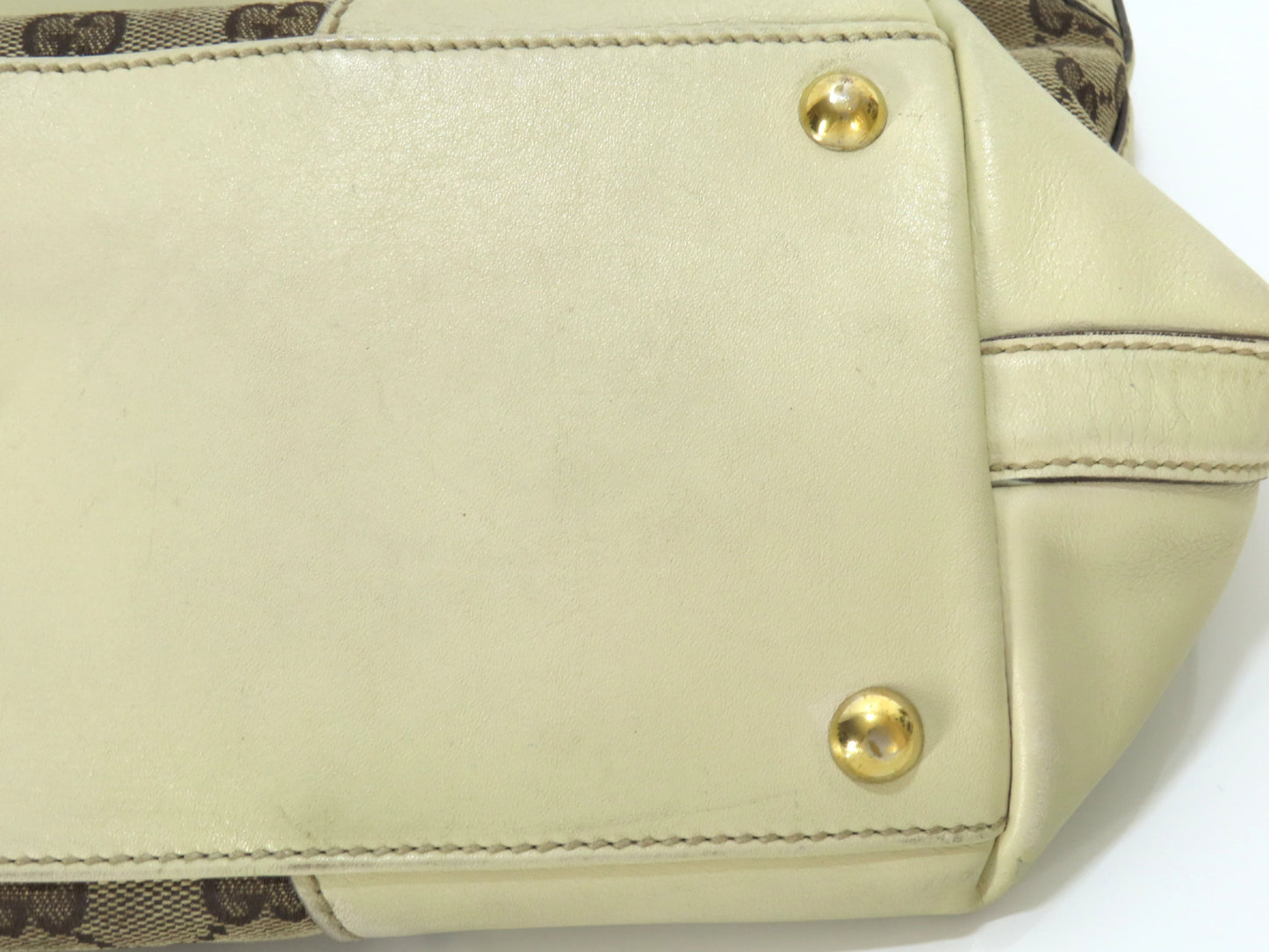 GUCCI GG Canvas Tote Bag, GG Canvas Leather, White and Beige Shoulder Bag