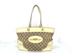 GUCCI GG Canvas Tote Bag, GG Canvas Leather, White and Beige Shoulder Bag