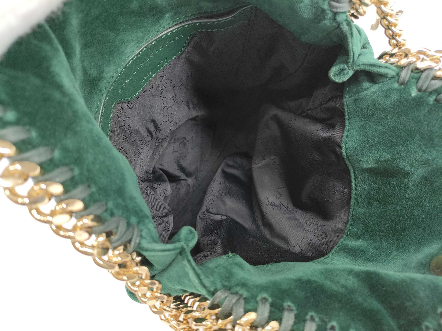 Stella McCartney Velour Chain Shoulder Bag Green