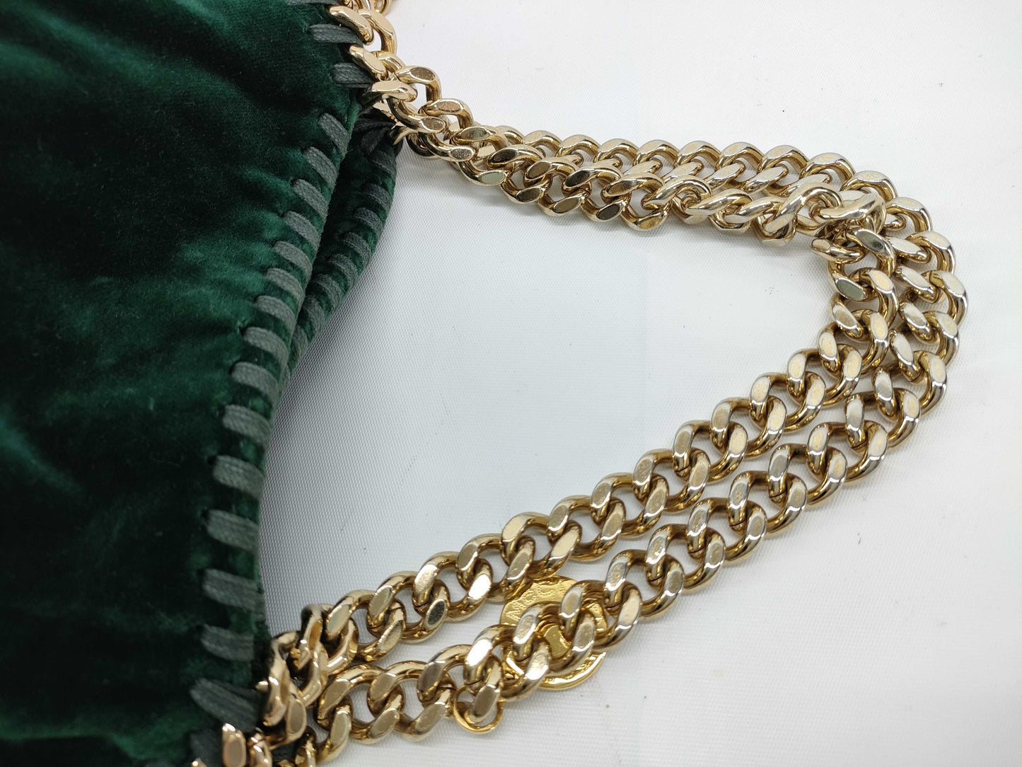 Stella McCartney Velour Chain Shoulder Bag Green