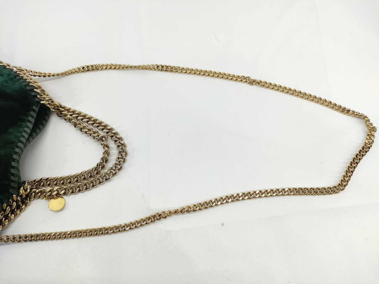 Stella McCartney Velour Chain Shoulder Bag Green