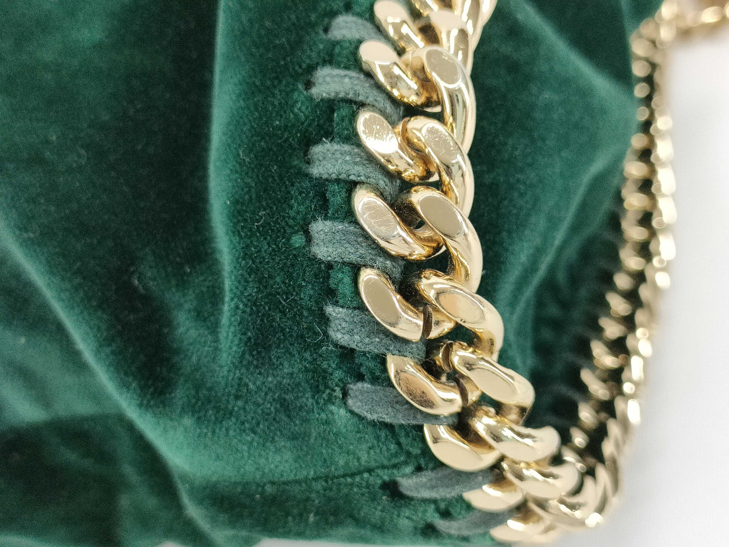 Stella McCartney Velour Chain Shoulder Bag Green