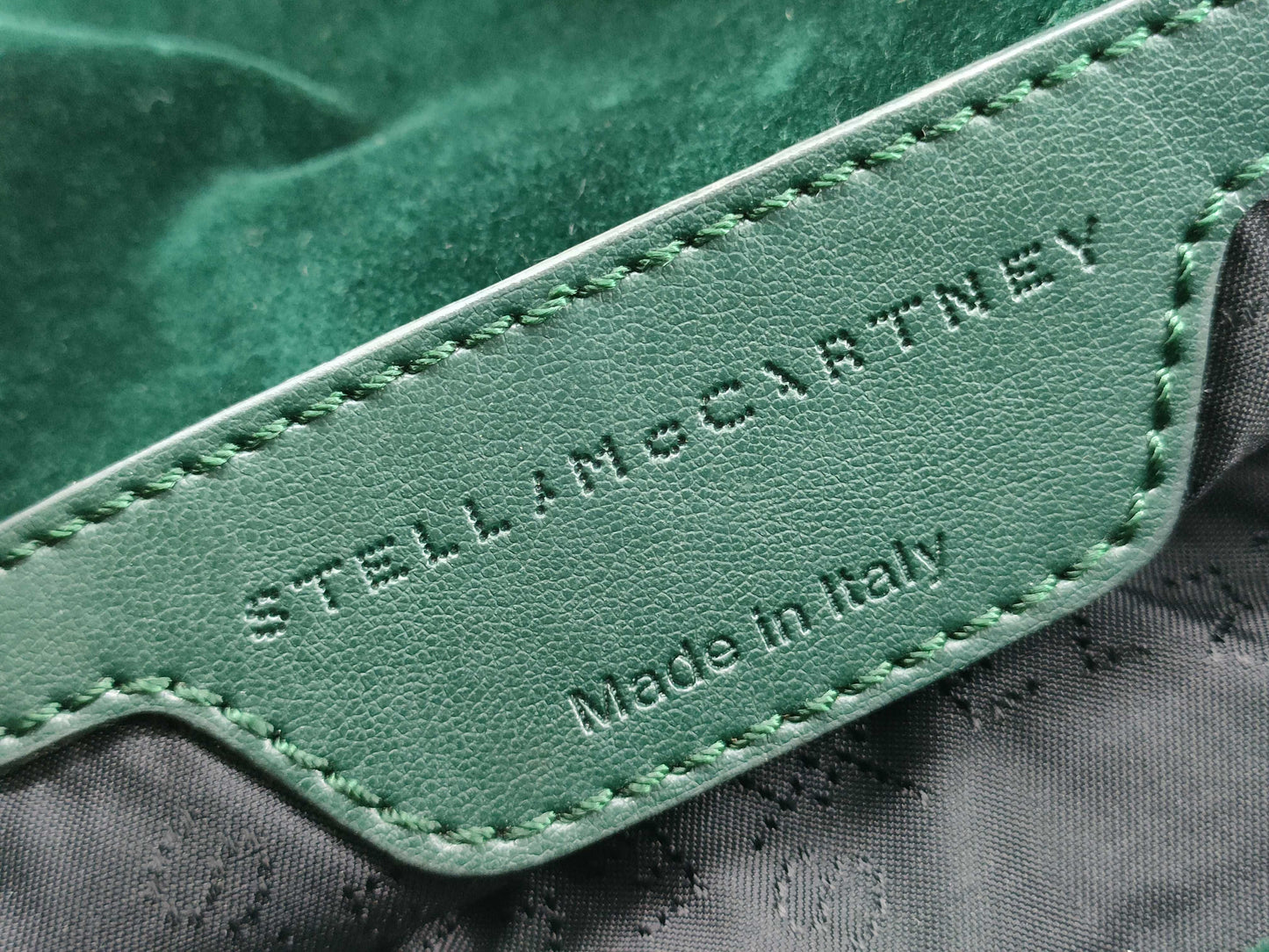 Stella McCartney Velour Chain Shoulder Bag Green