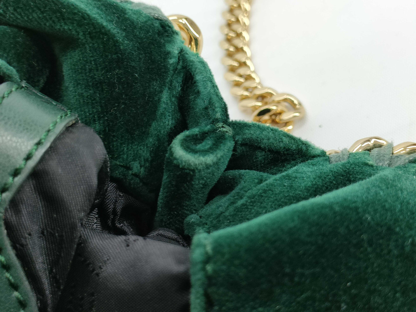 Stella McCartney Velour Chain Shoulder Bag Green