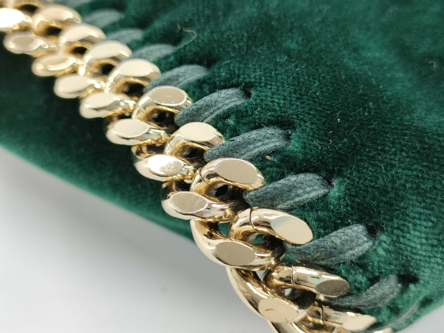 Stella McCartney Velour Chain Shoulder Bag Green