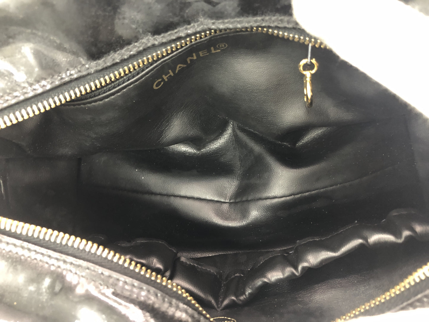 CHANEL Coco Mark Pouch with Serial Seal 3628483 Patent Leather Black Pouch