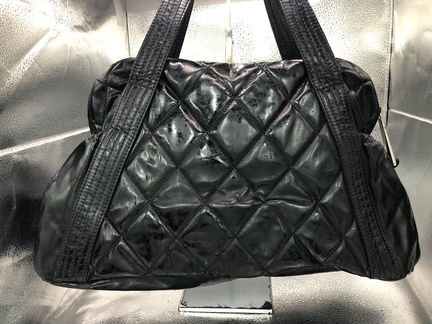 CHANEL Coco Mark Handbag with Serial Seal 13528476 Patent Leather Black Handbag