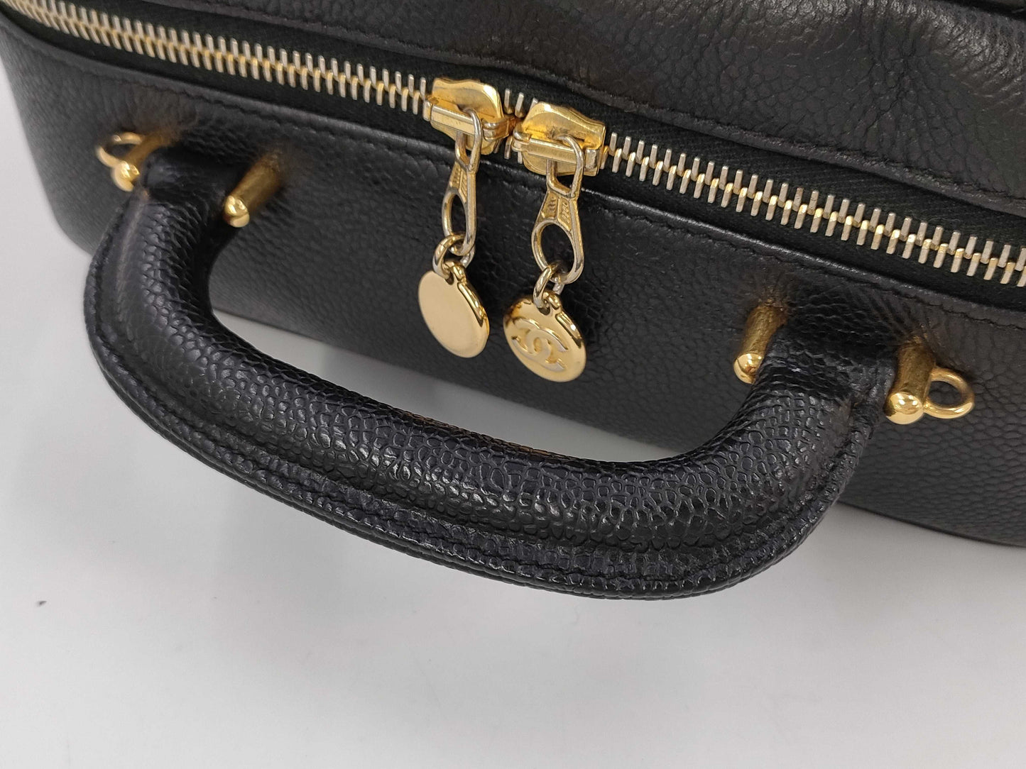 CHANEL Coco Mark 2-way Caviar Skin Hand/Shoulder Vanity Bag 4502965 Handbag
