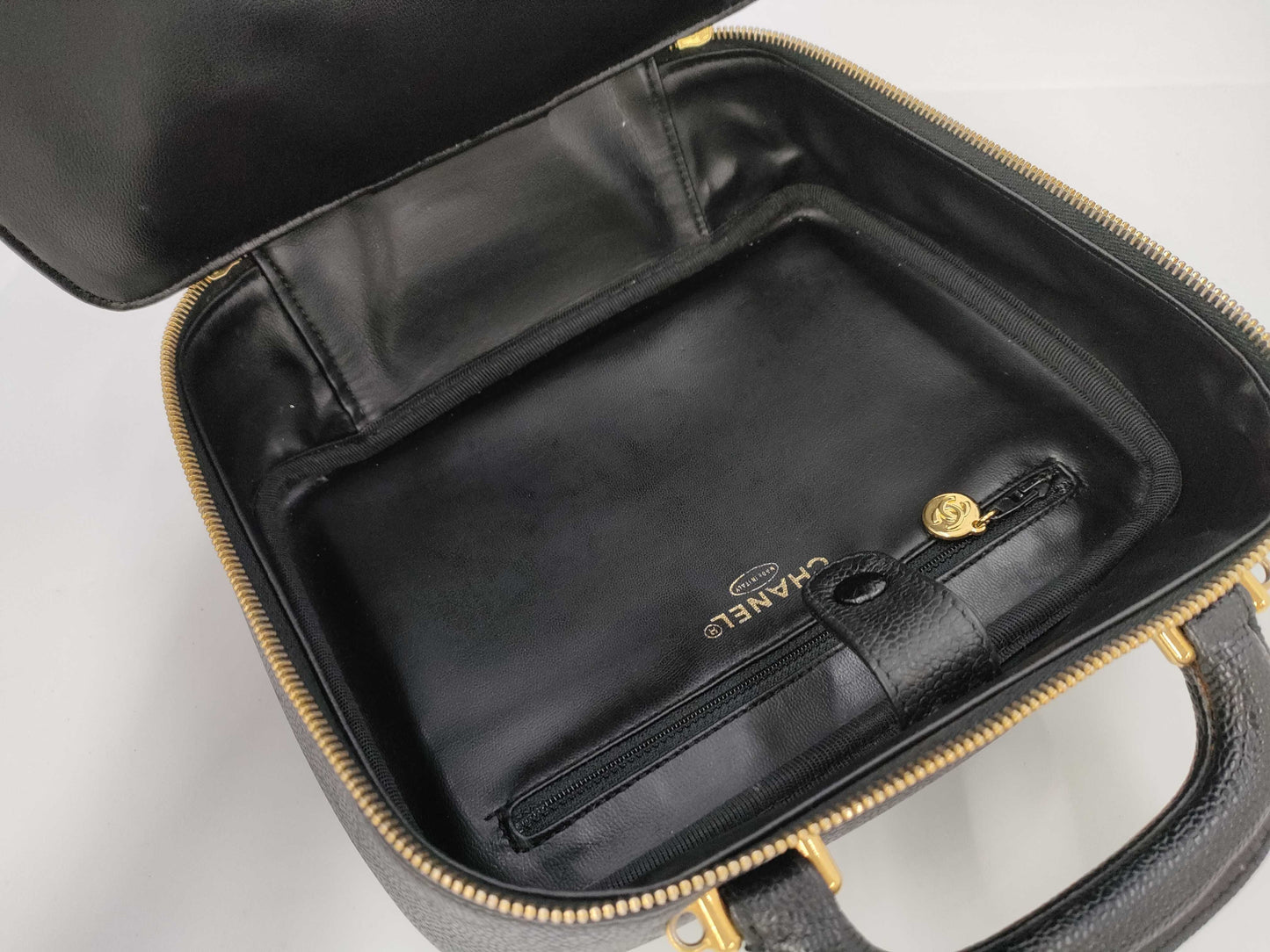 CHANEL Coco Mark 2-way Caviar Skin Hand/Shoulder Vanity Bag 4502965 Handbag