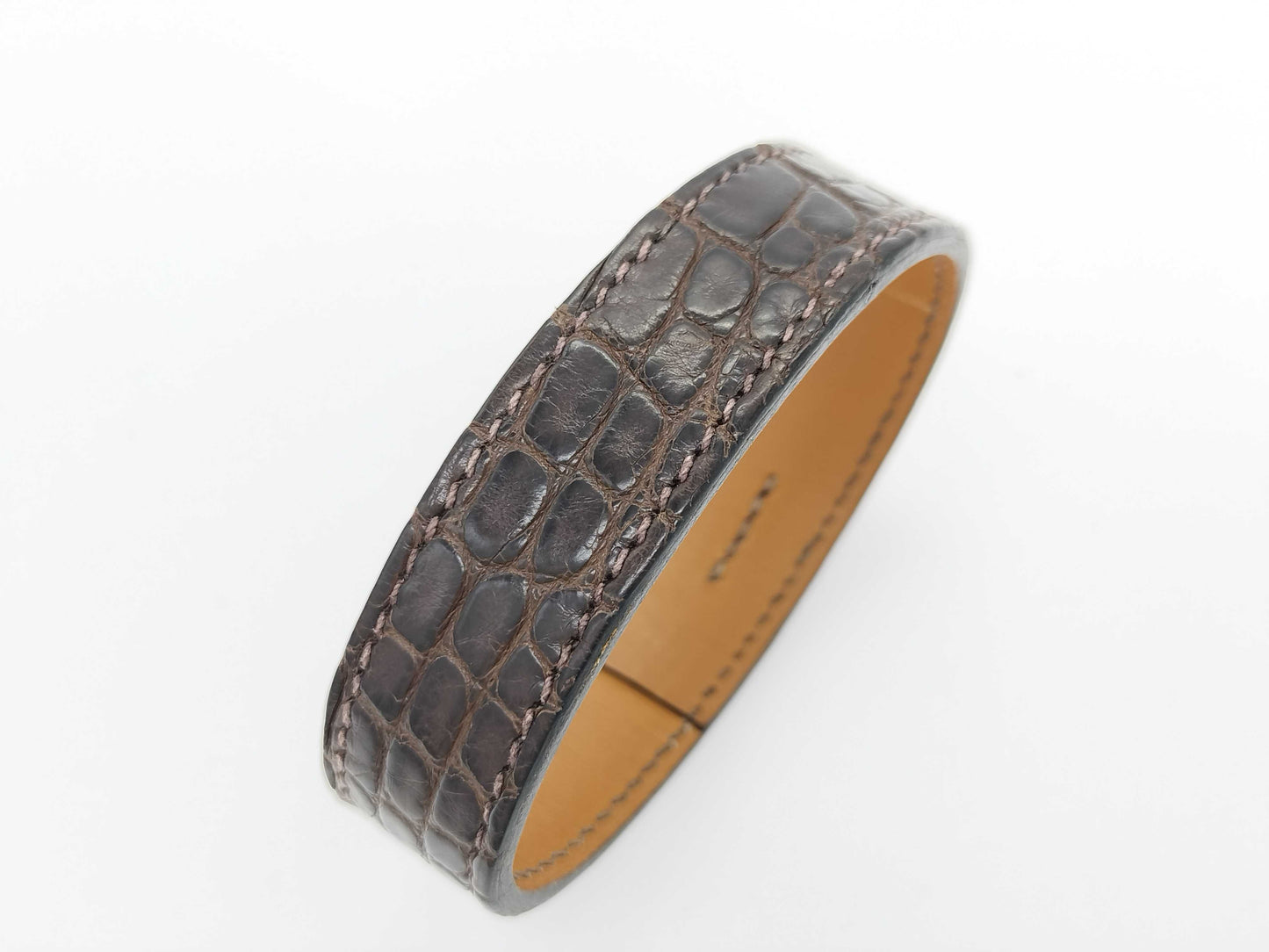 HERMES HERMES Pourtour Crocodile Leather Bracelet Bangle