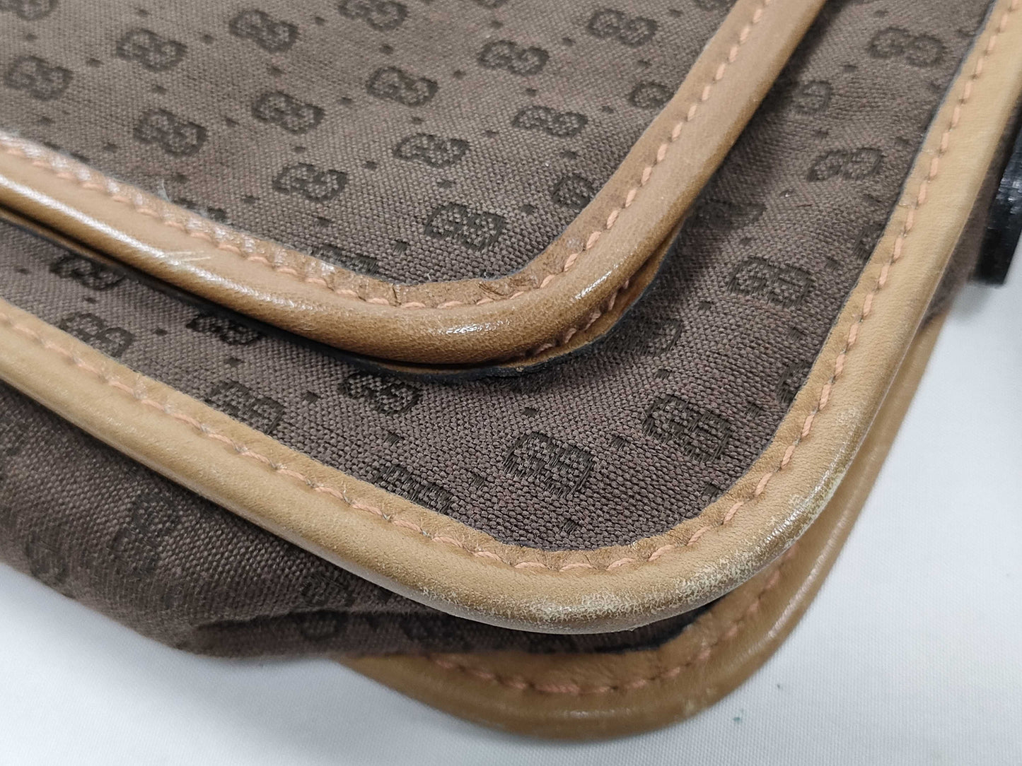 GUCCI 067 Shoulder Bag, Old Gucci Micro GG Canvas and Leather, Brown Shoulder Bag