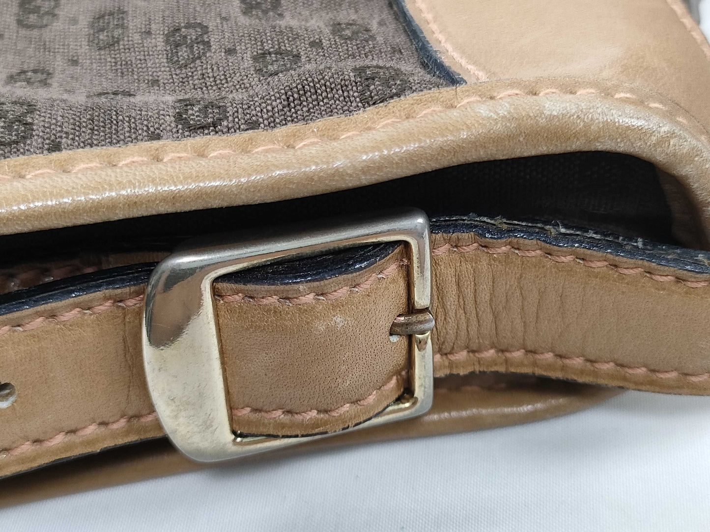 GUCCI 067 Shoulder Bag, Old Gucci Micro GG Canvas and Leather, Brown Shoulder Bag