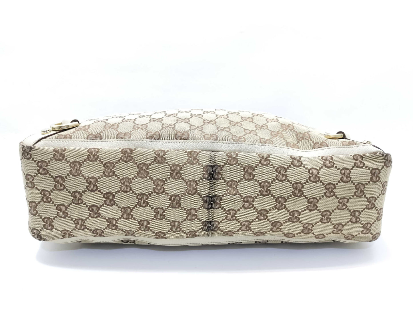 GUCCI GG Canvas Tote Bag 141472 GG Canvas Leather Beige White Tote Bag