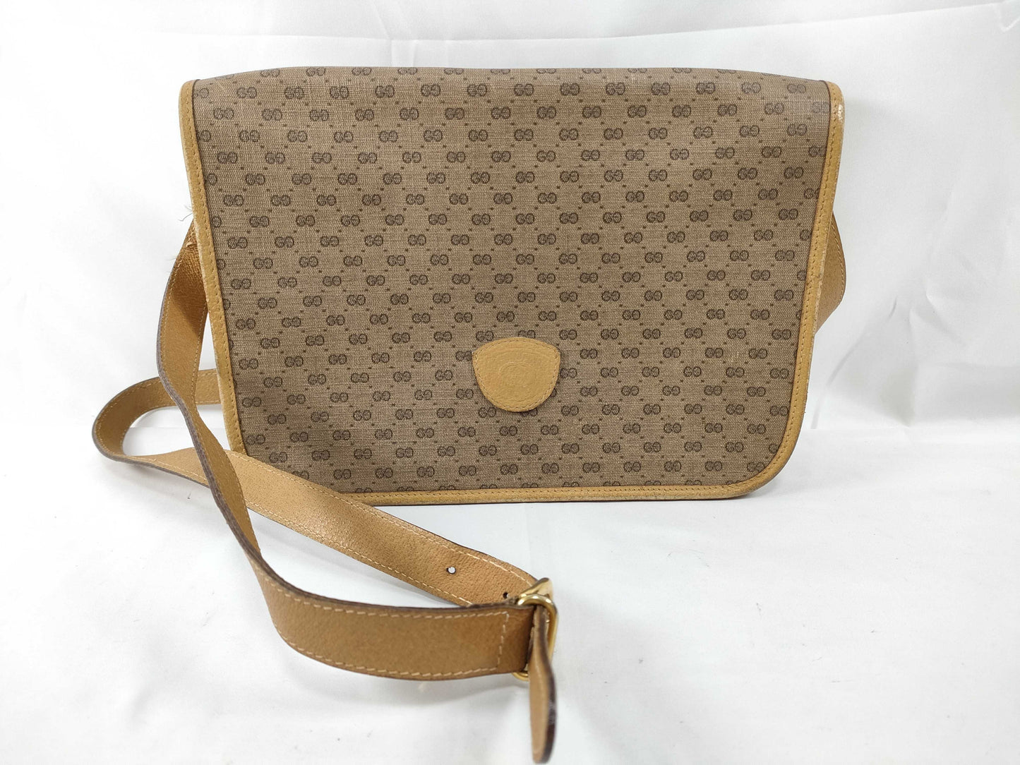 GUCCI 001116 Micro GG Shoulder Bag in GG Supreme Canvas, Camel