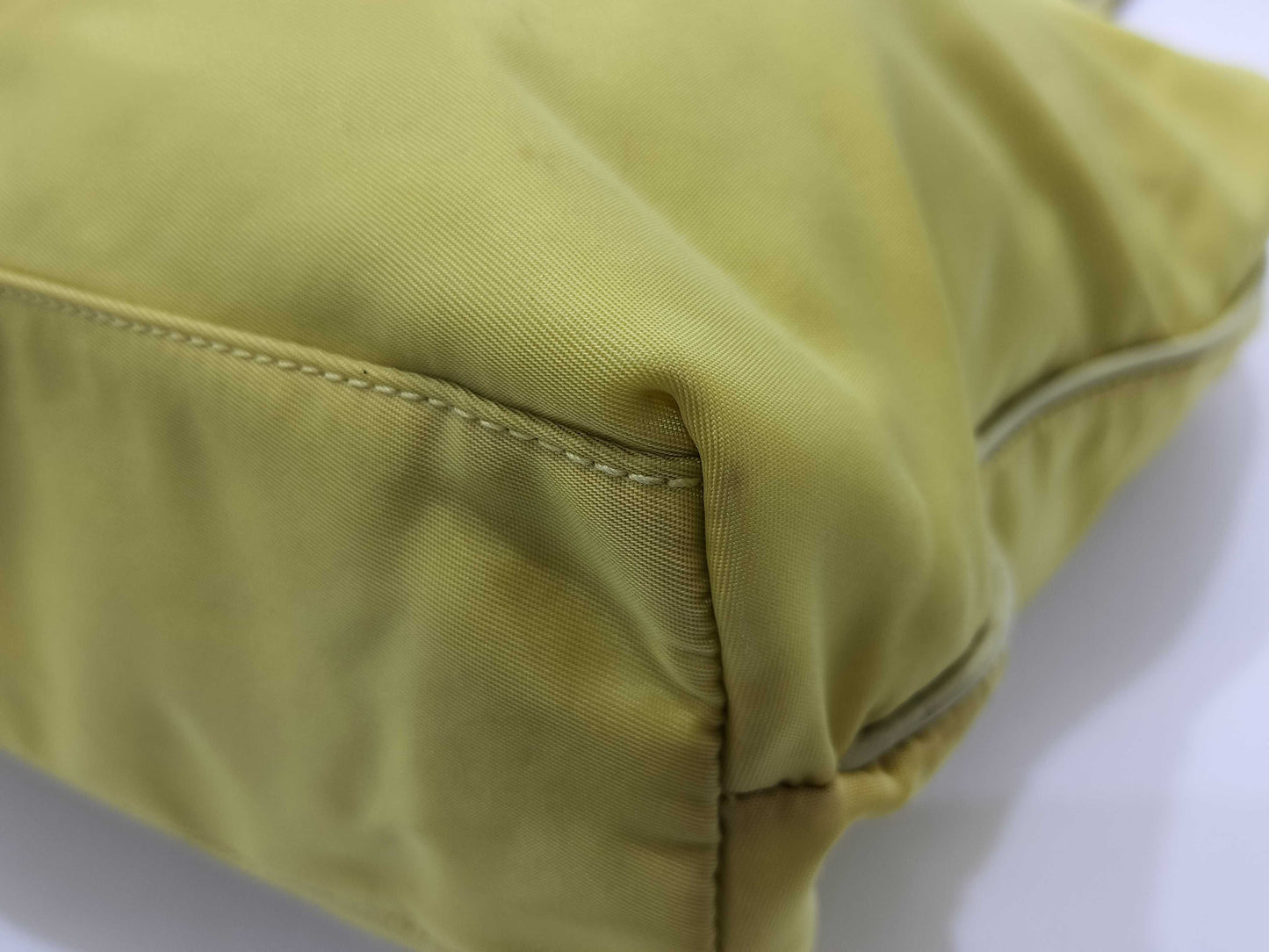 PRADA Nylon Prada Handbag Tote Bag Nylon Leather Yellow Handbag