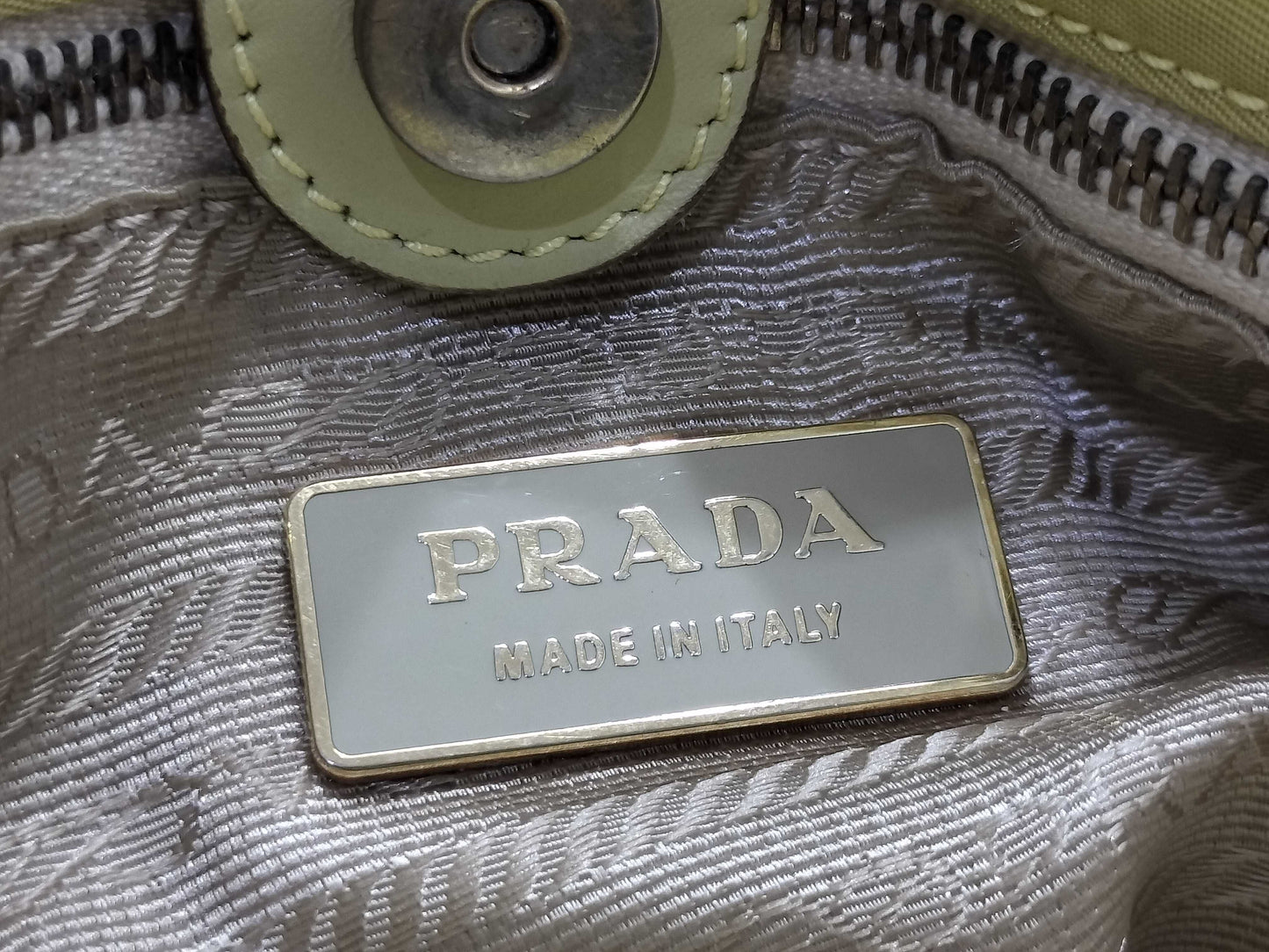 PRADA Nylon Prada Handbag Tote Bag Nylon Leather Yellow Handbag