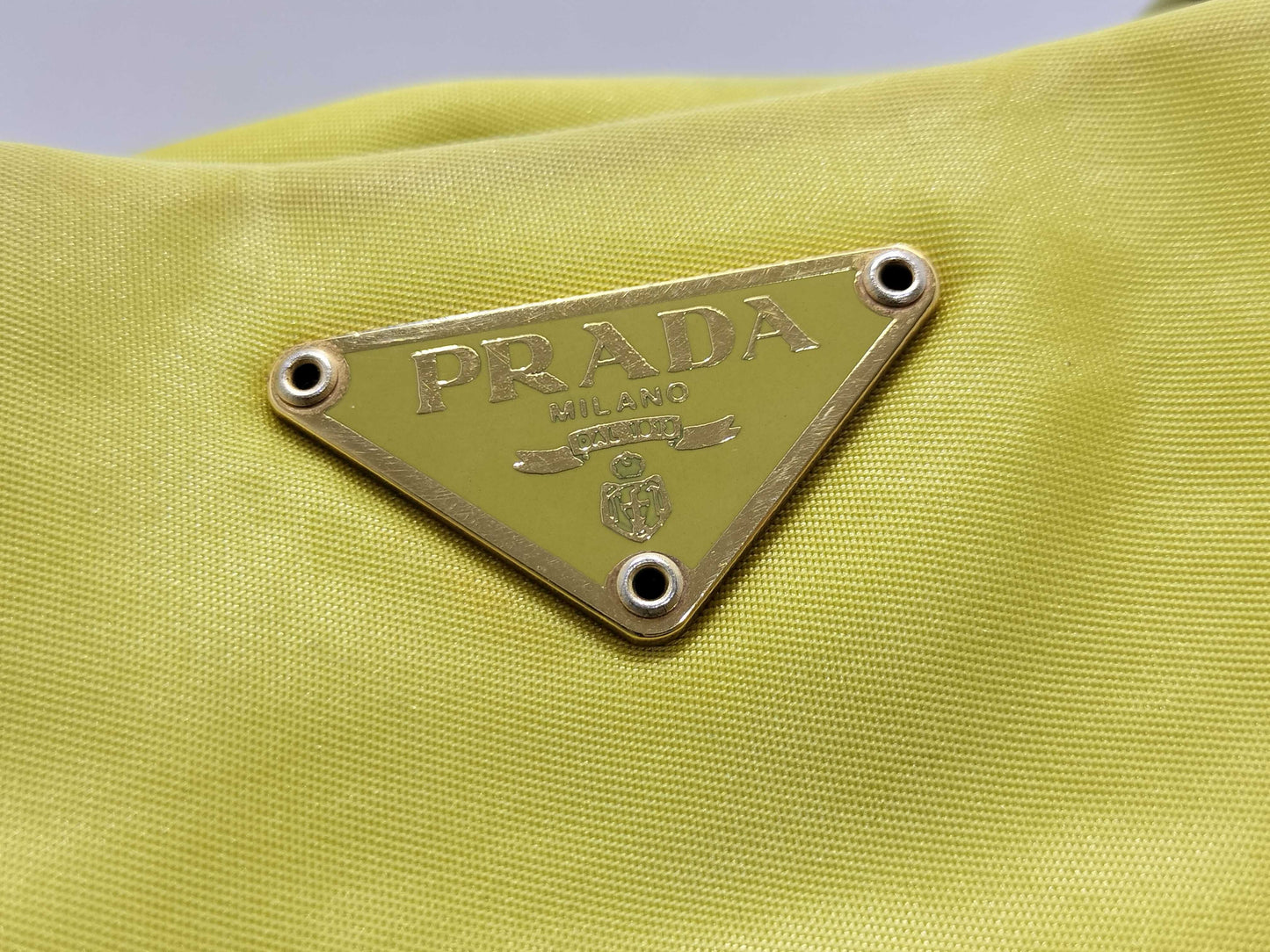 PRADA Nylon Prada Handbag Tote Bag Nylon Leather Yellow Handbag