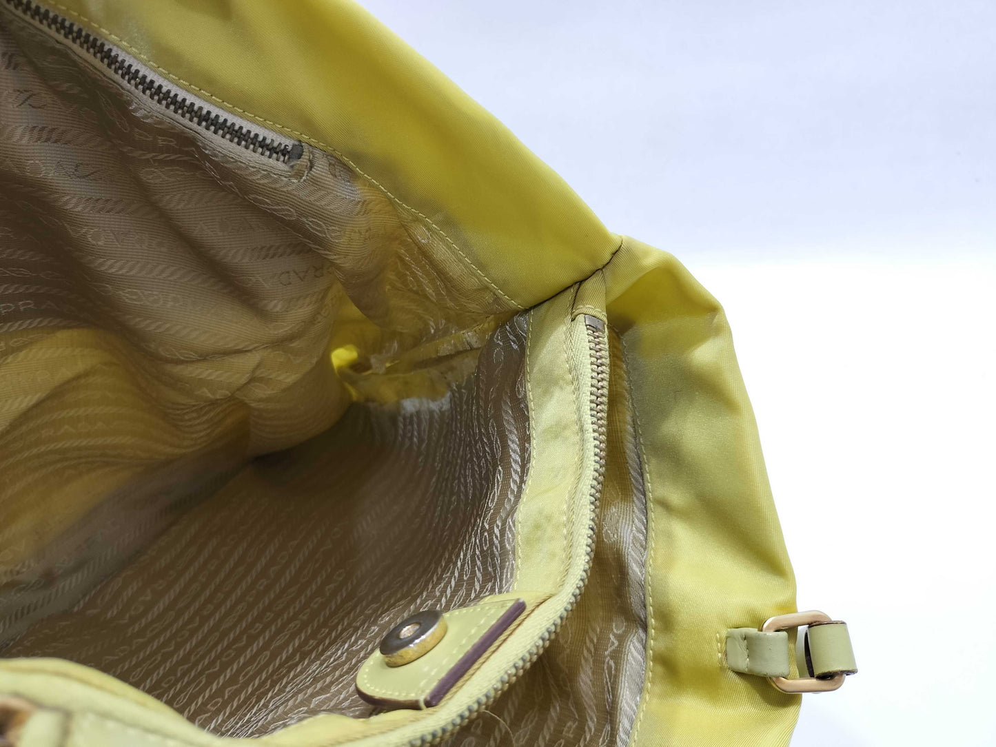 PRADA Nylon Prada Handbag Tote Bag Nylon Leather Yellow Handbag