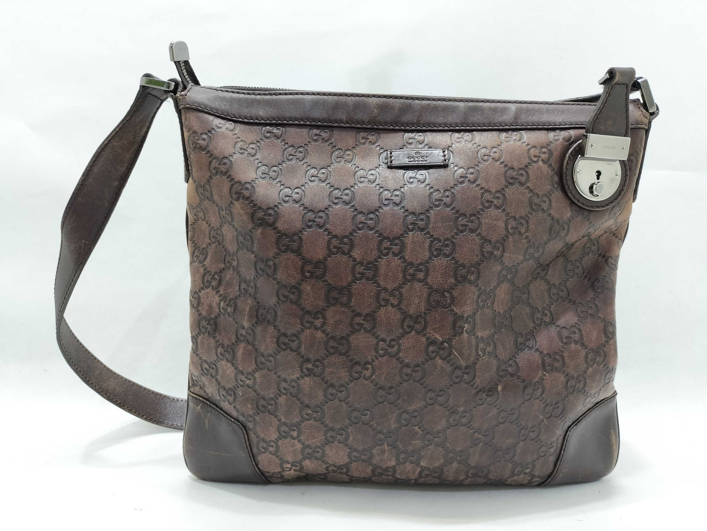 GUCCI Guccissima Shoulder Bag 148476, Brown Leather, Shima Shoulder Bag